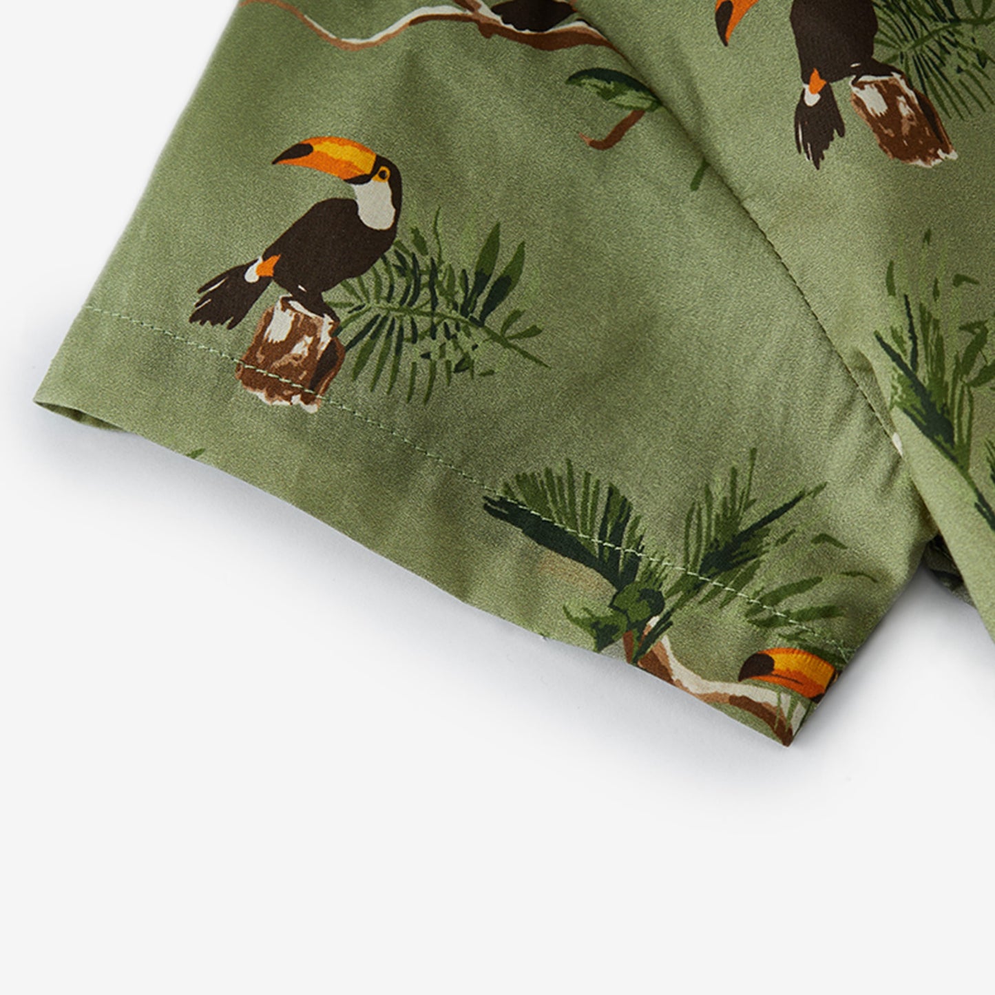 Toucan Collar Button-Up Shirt & Shorts Set