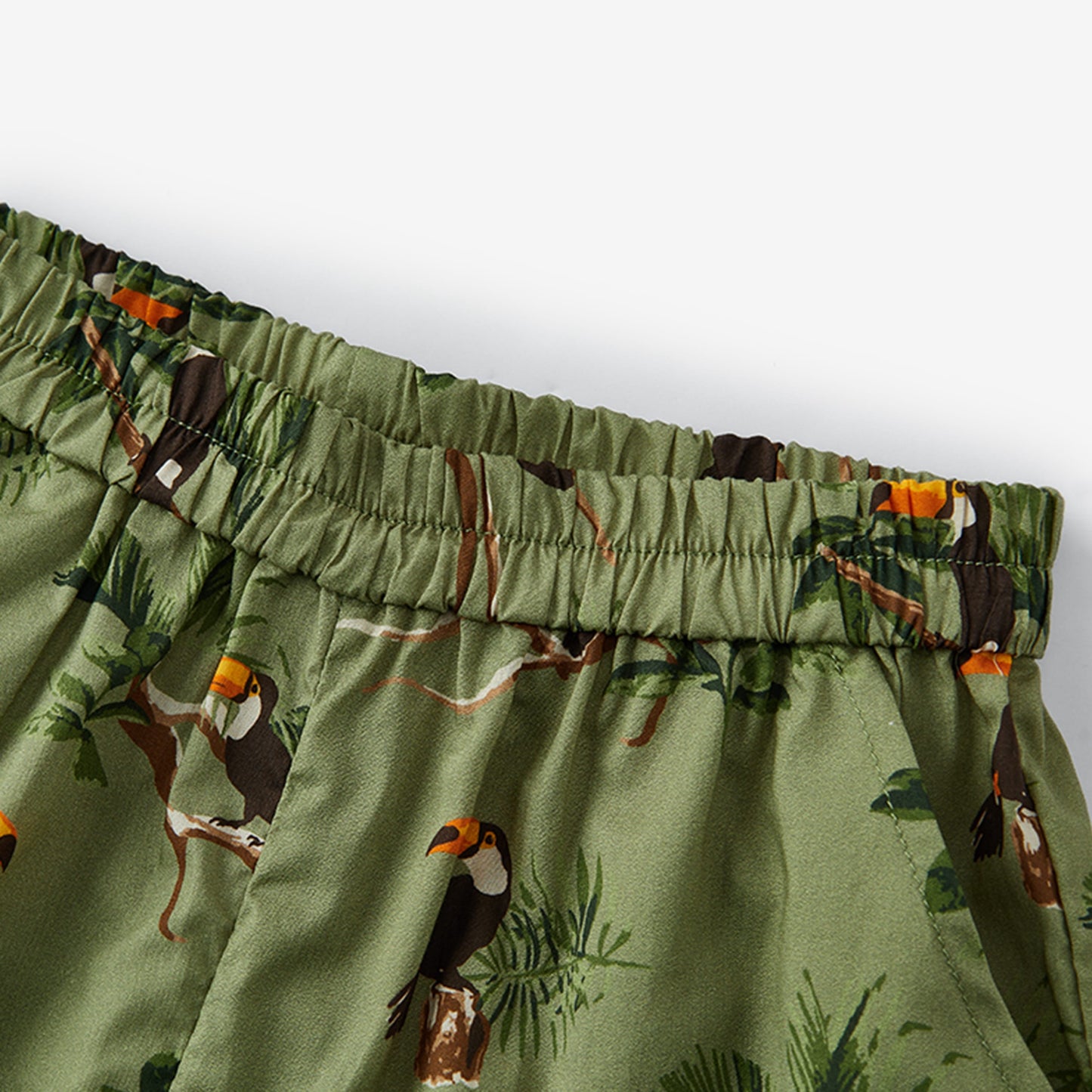 Toucan Collar Button-Up Shirt & Shorts Set