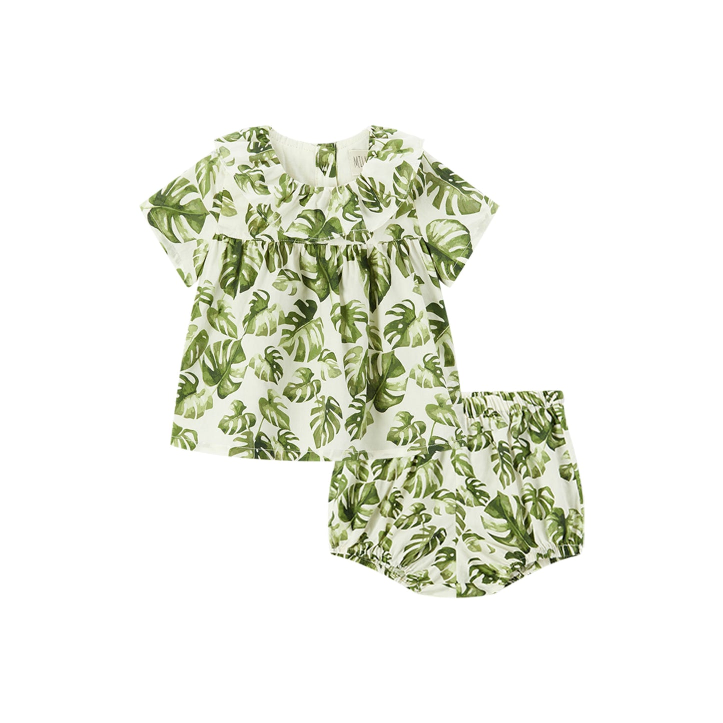 Island Leaf Butterfly Ruffle Dress & Bloomers Set