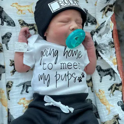 "Going Home To Meet My Pups" Announcement Onesie