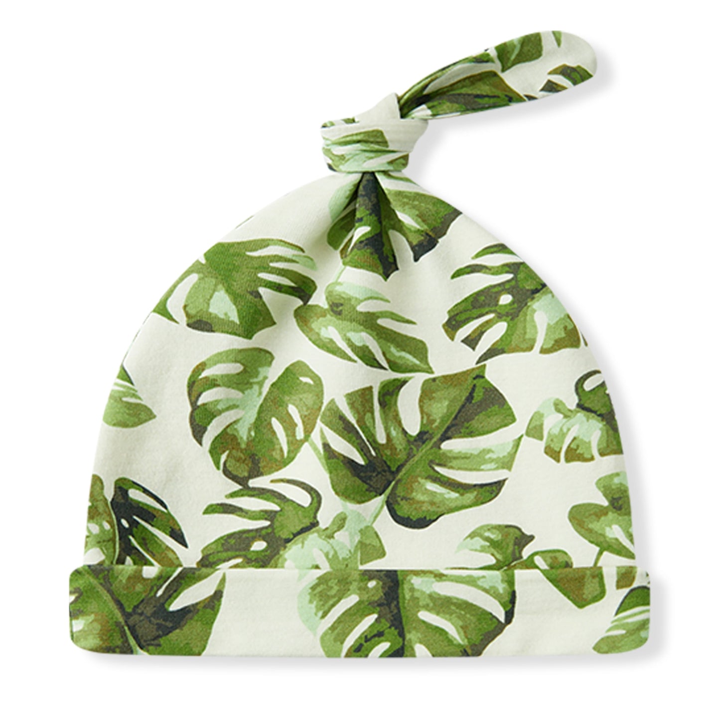 Island Leaf Cotton Stretch Newborn Gown & Hat Set