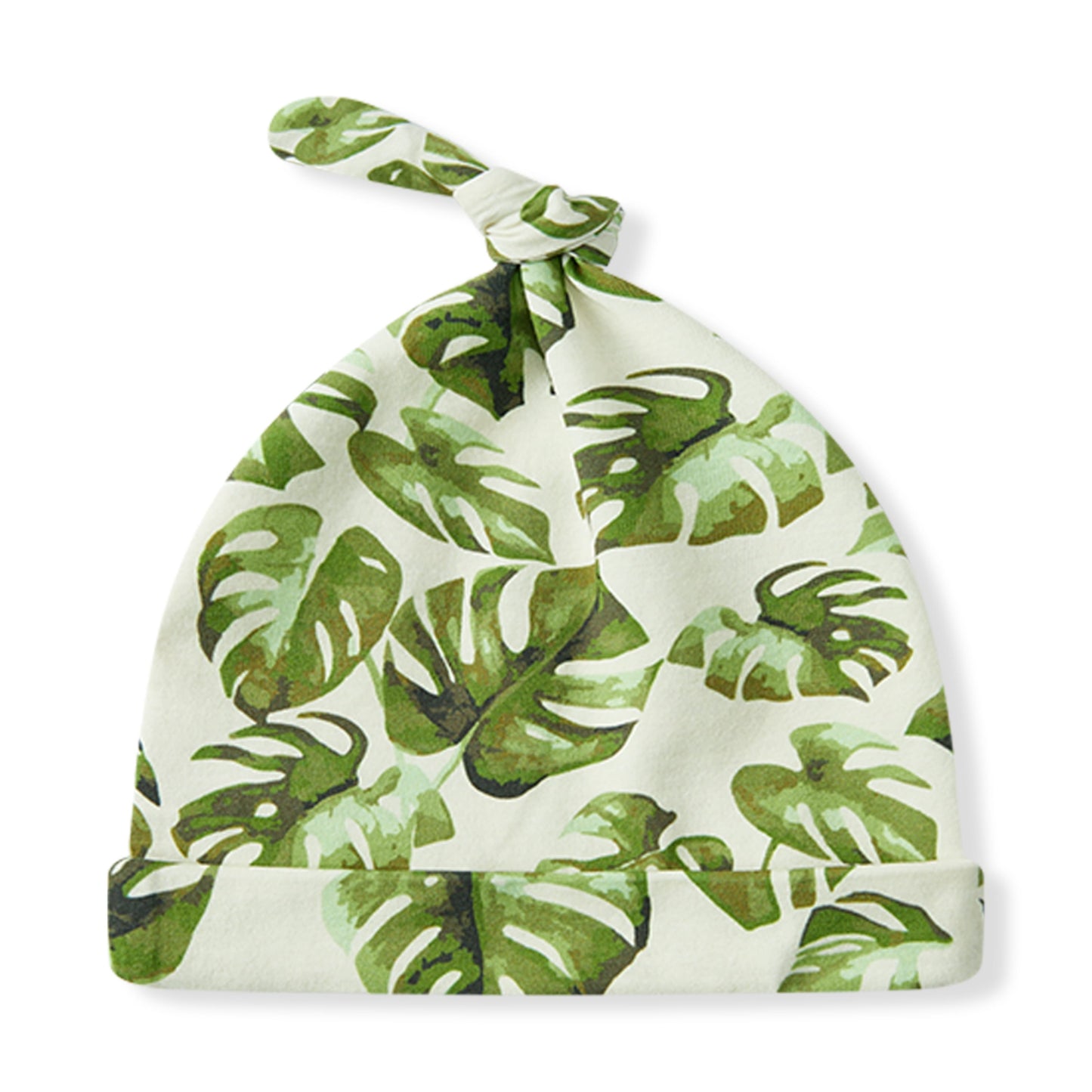 Island Leaf Cotton Stretch Newborn Gown & Hat Set