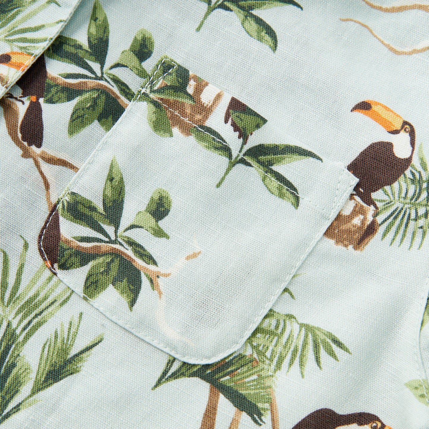 Blue Sky Toucan Linen Button-Up Shirt & Shorts Set