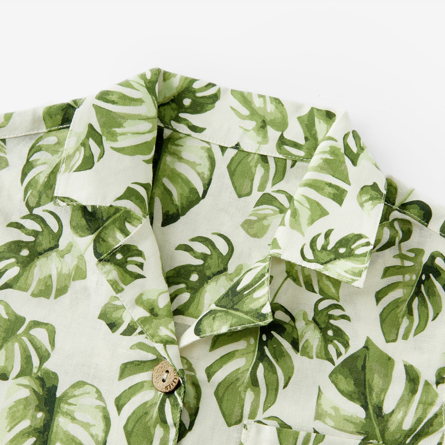 Island Leaf Linen Button-Up Shirt & Shorts Set