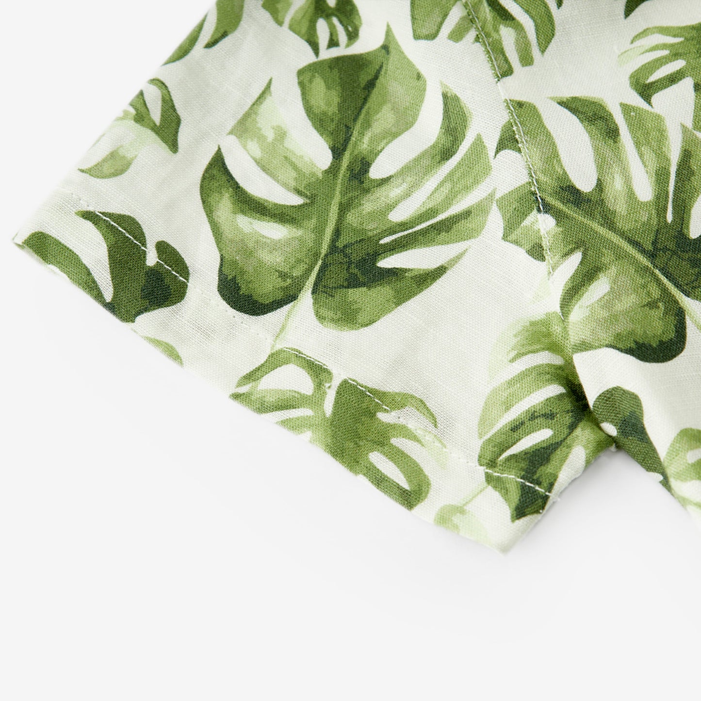Island Leaf Linen Button-Up Shirt & Shorts Set