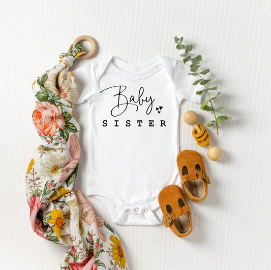 "Baby Sister" Pregnancy & Gender Reveal Onesie