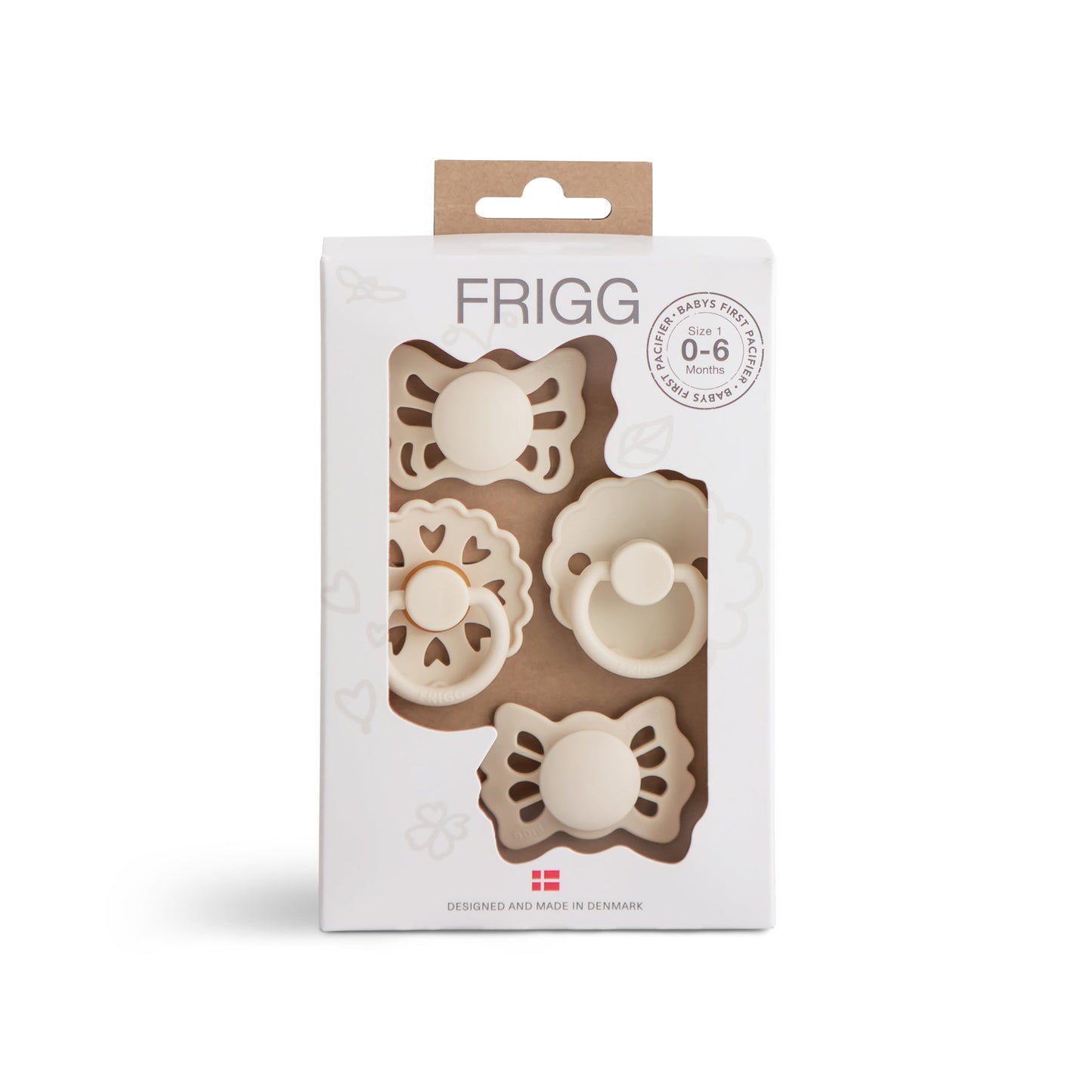 FRIGG Baby's First Pacifier Floral Heart (Cream) 4-Pack - Babies in Bloom