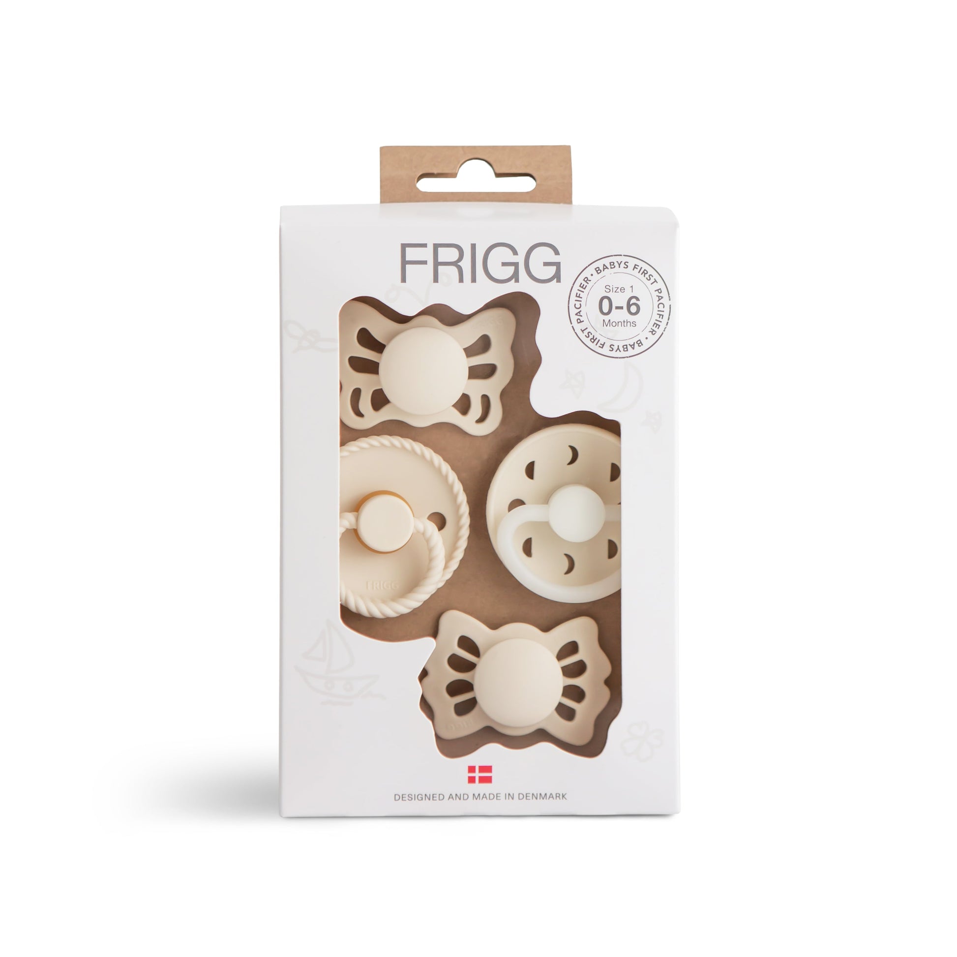 FRIGG Baby's First Pacifier Moonlight Sailing (Cream) 4-Pack - Babies in Bloom