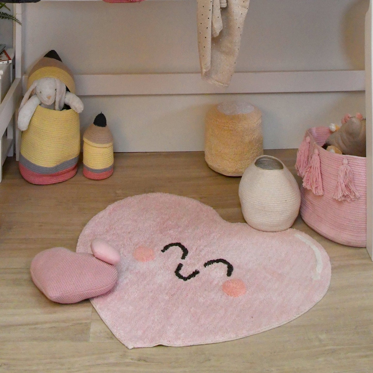 Washable Cotton Rug Happy Heart