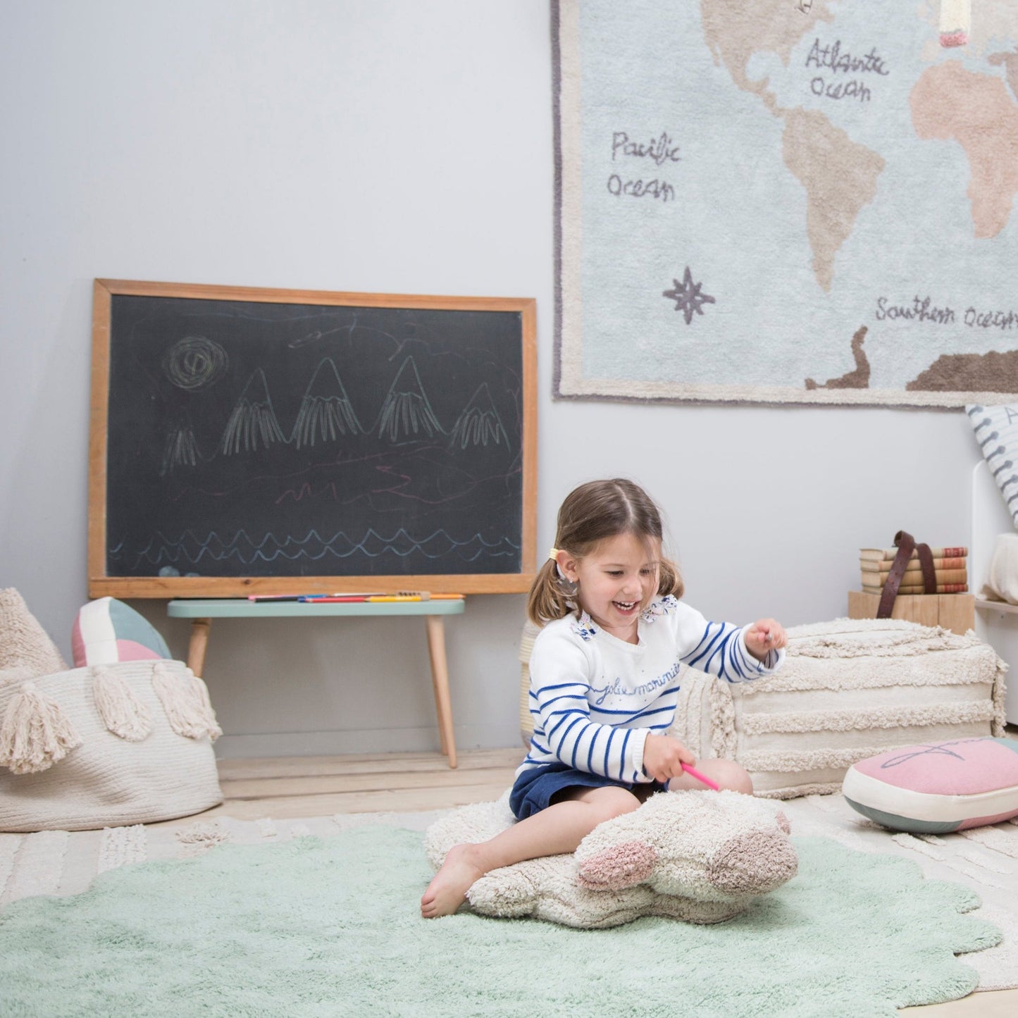 Washable Cotton Rug Puffy Sheep