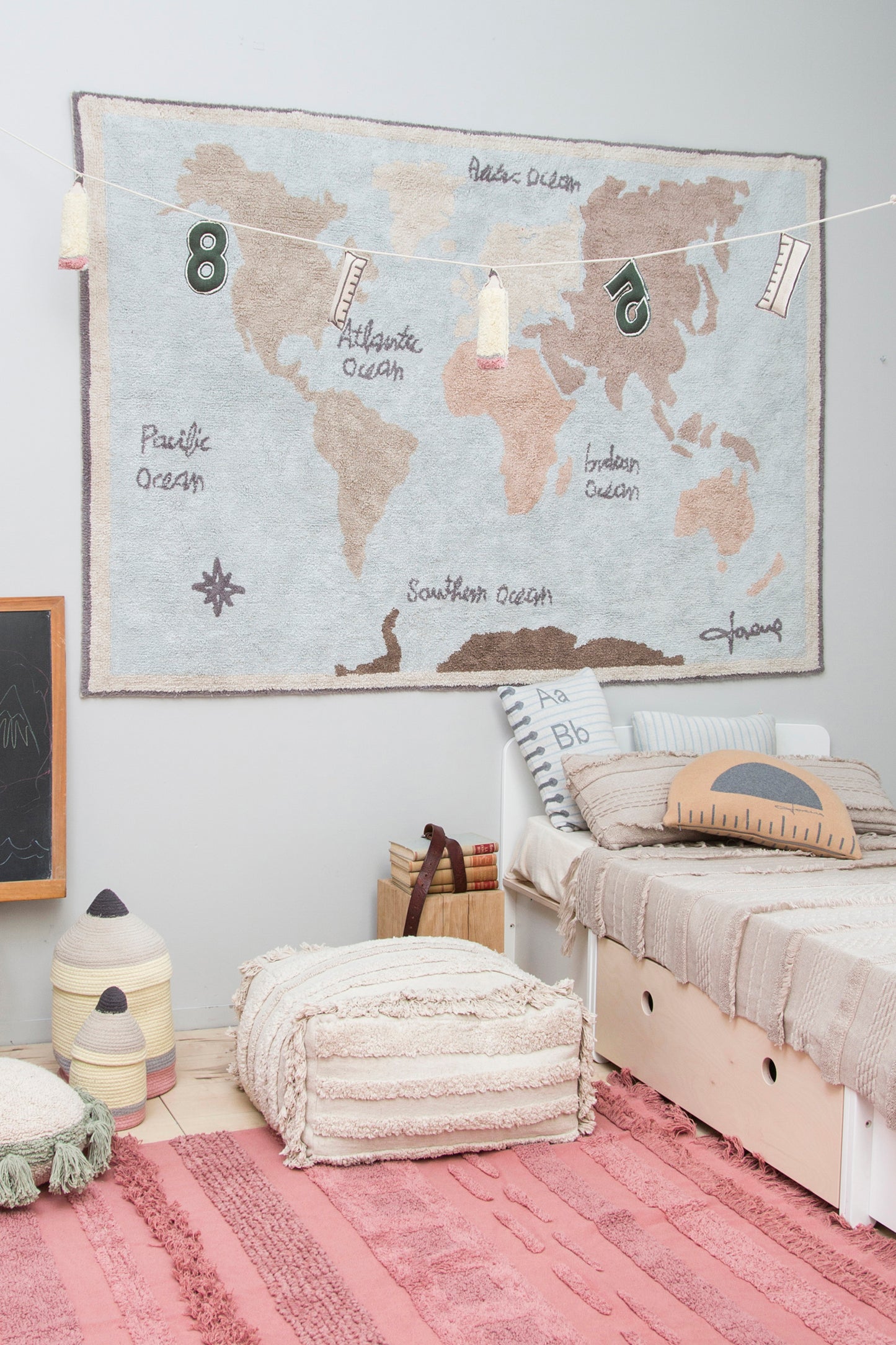 Washable Area Rug Vintage Map