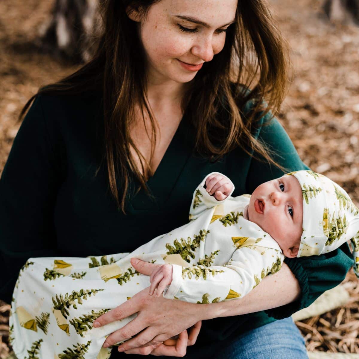 Camping Bamboo Newborn Gown & Hat Set