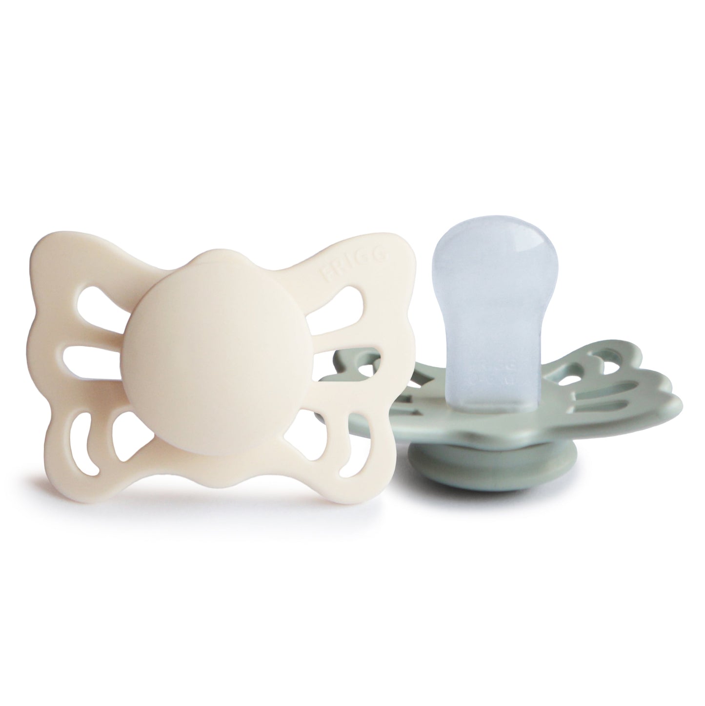 FRIGG Butterfly Anatomical Silicone Pacifier 2-Pack (0-6 Months) - Babies in Bloom