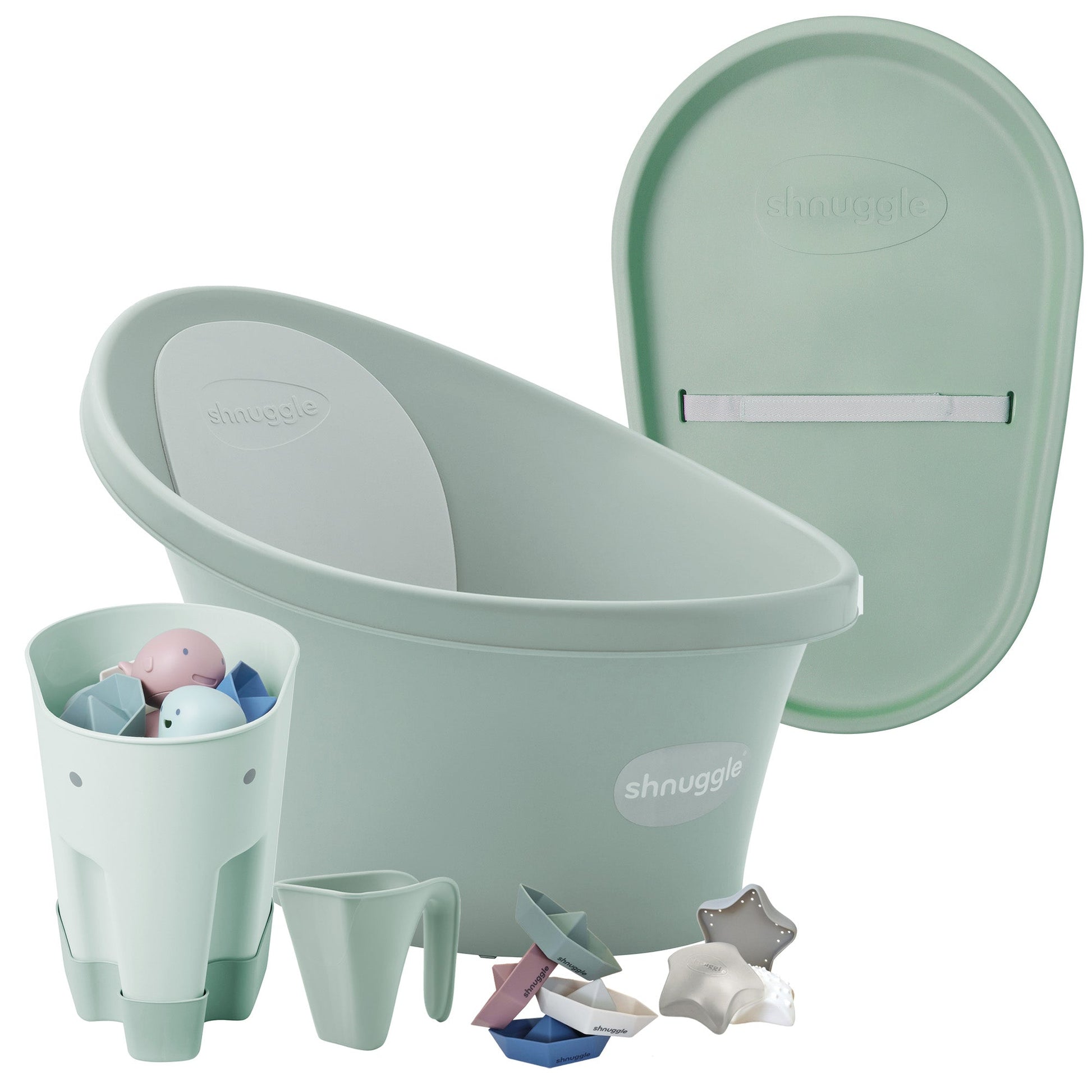 Shnuggle Bath & Change Bundle: Baby Bath & Changing Bundle + Accessories - 6-Piece Set for Cozy Bath & Diaper Time - Babies in Bloom
