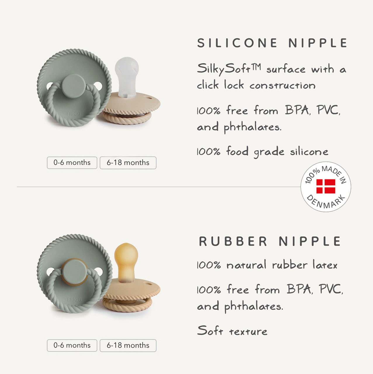 FRIGG Rope Natural Rubber Pacifier 2-Pack - Babies in Bloom