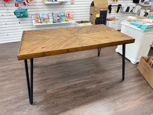 Wood Table with Black Metal Legs