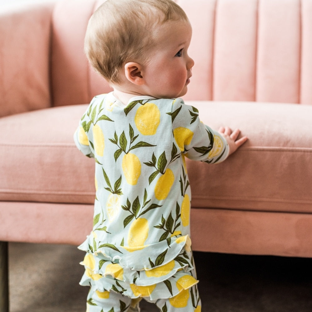 Tutu Elephant Bamboo Ruffle Zipper Footed Romper