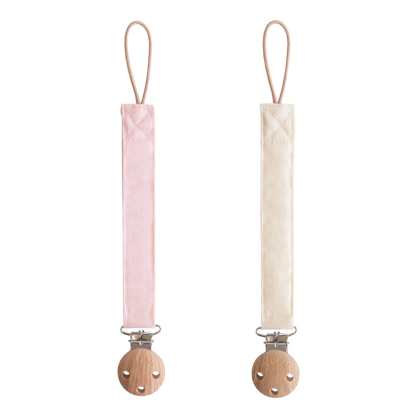 Linen Pacifier Clip 2-Pack - Babies in Bloom