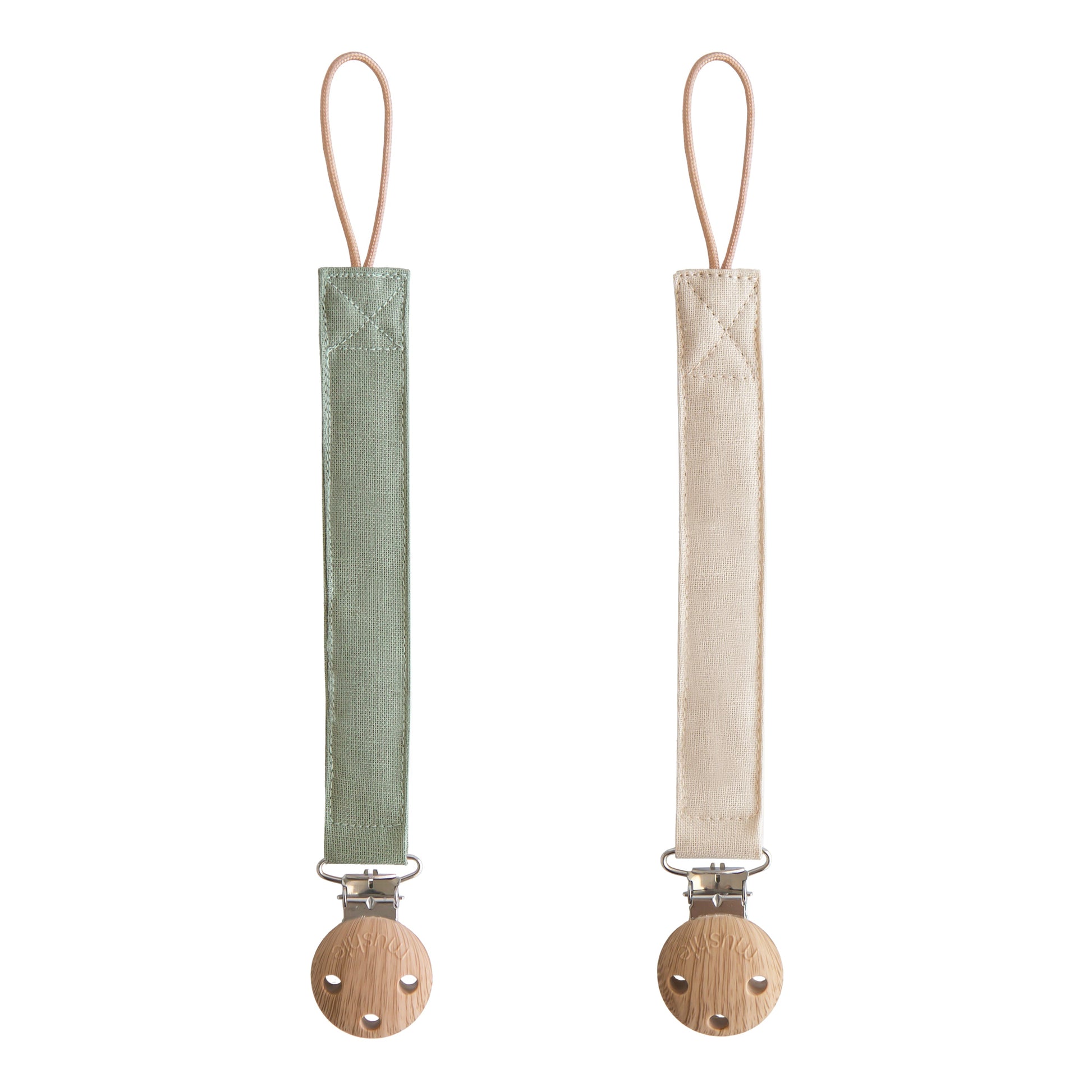 Linen Pacifier Clip 2-Pack - Babies in Bloom