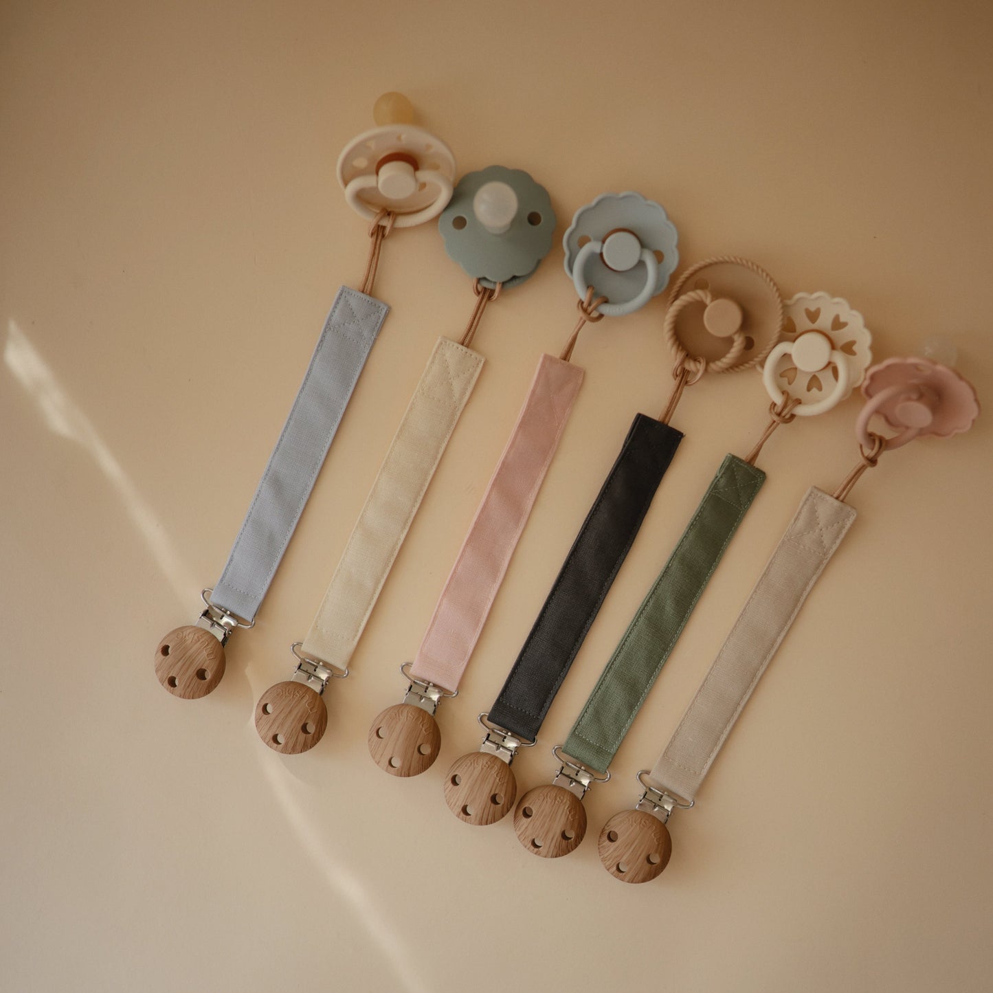 Linen Pacifier Clip 2-Pack - Babies in Bloom