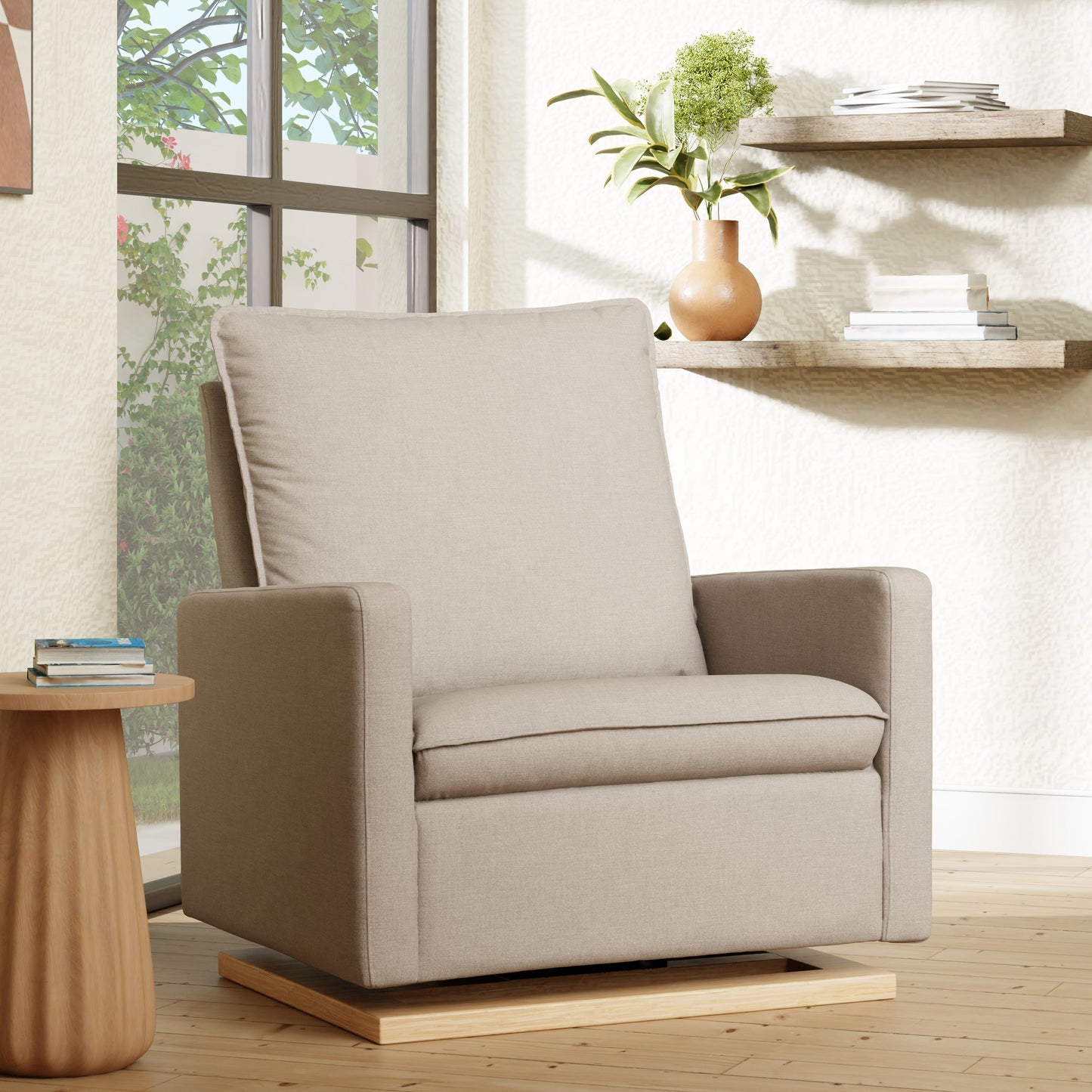 Babyletto Cali Pillowback Chair and a Half Glider | Water Repellent & Stain Resistant