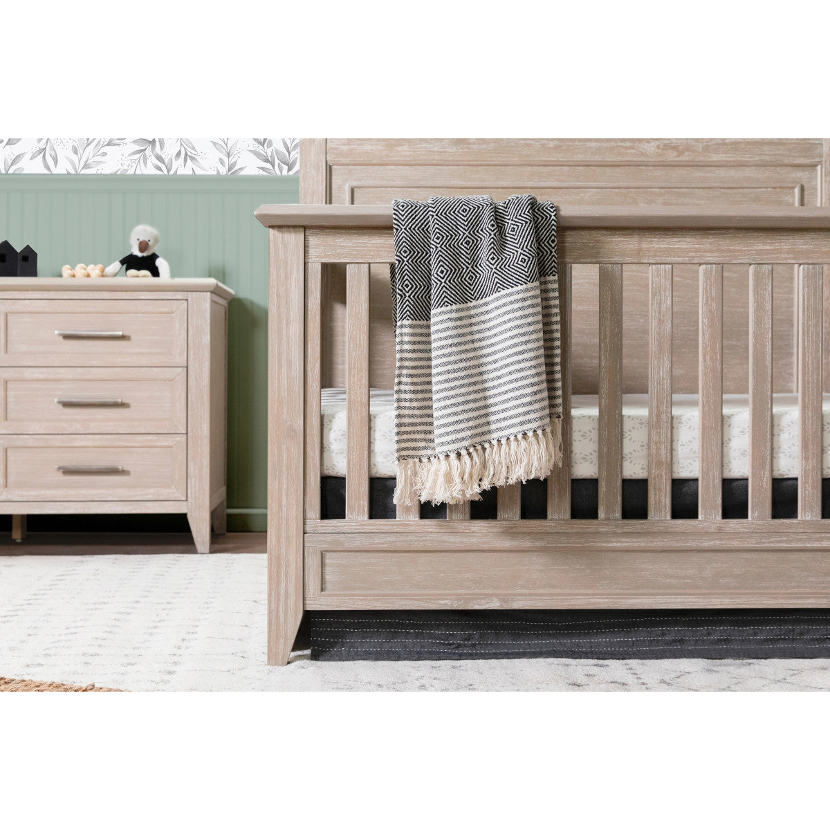 Monogram by Namesake Beckett Rustic 4-in-1 Convertible Flat Top Crib