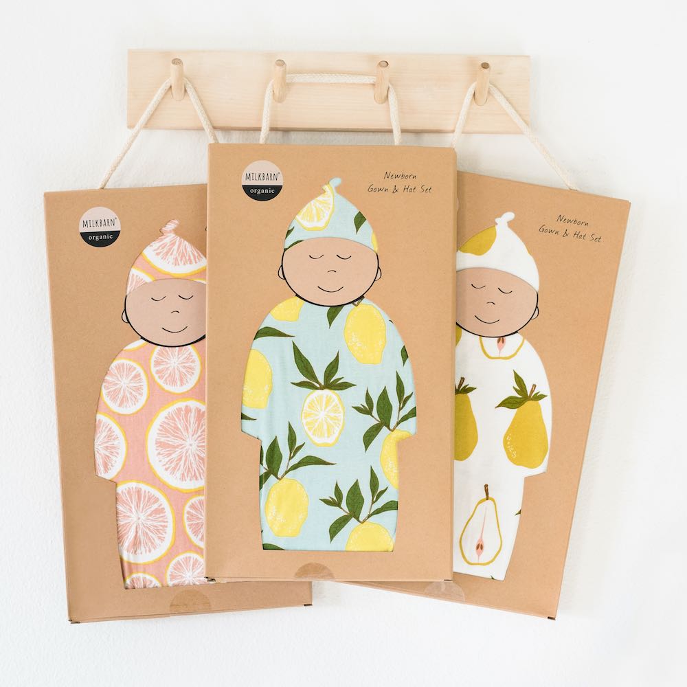 Butterfly Bamboo Newborn Gown & Hat Set