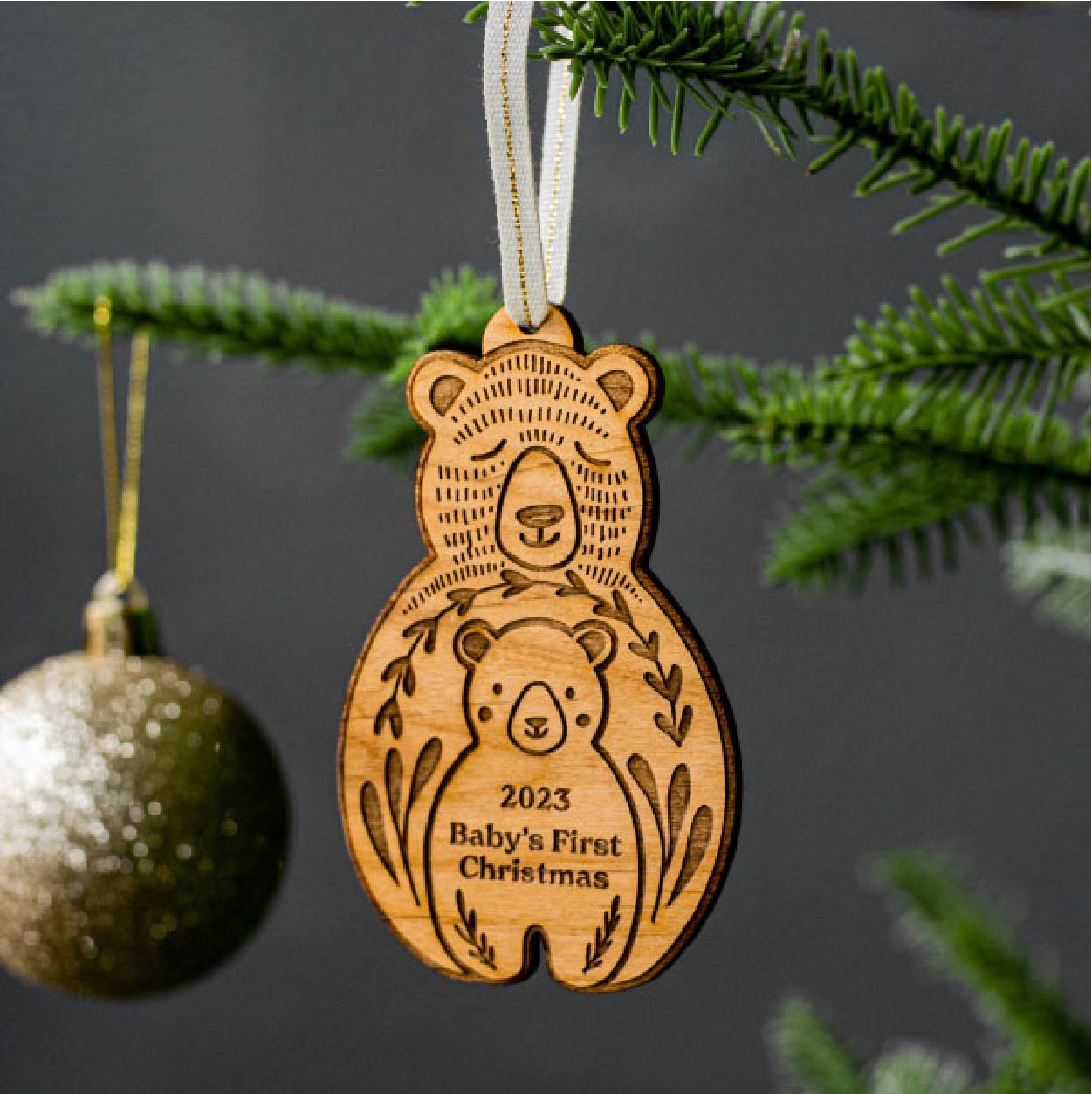 Baby's First Christmas Ornament - Bear and Cub