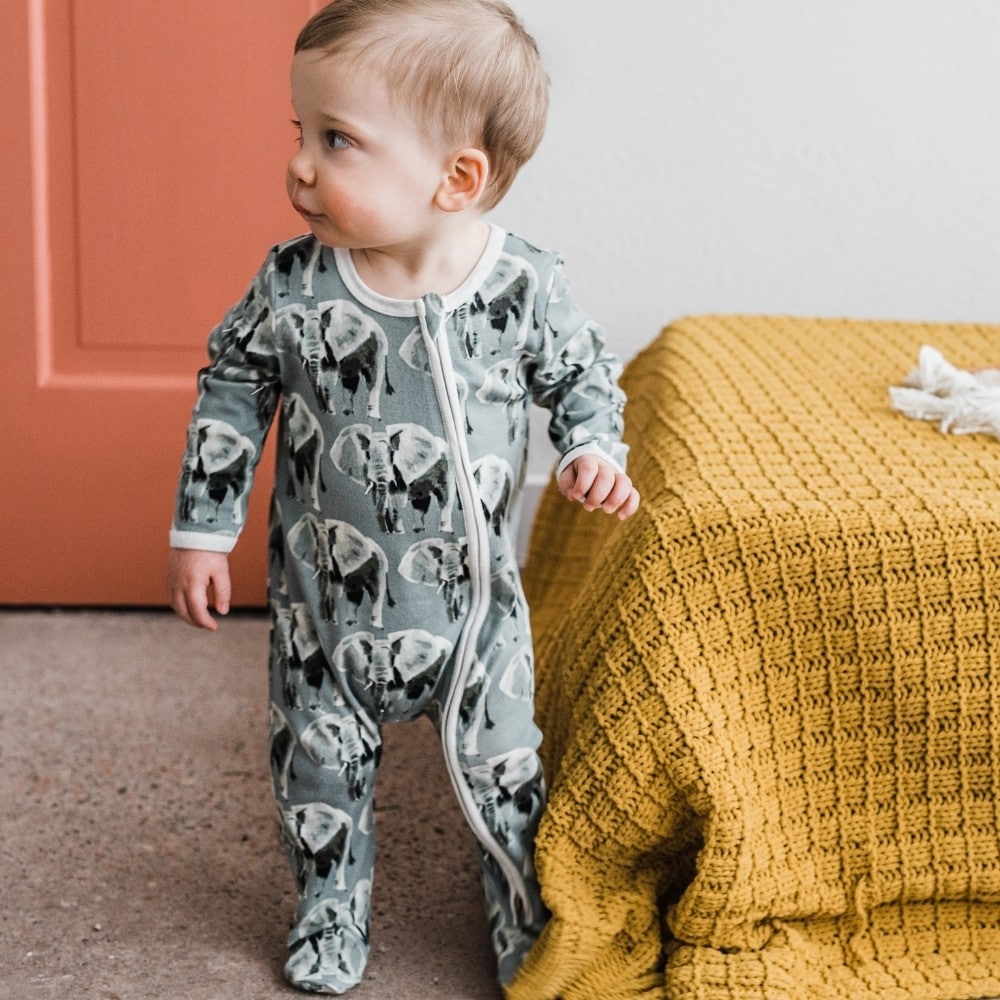 Camping Bamboo Zipper Footed Romper
