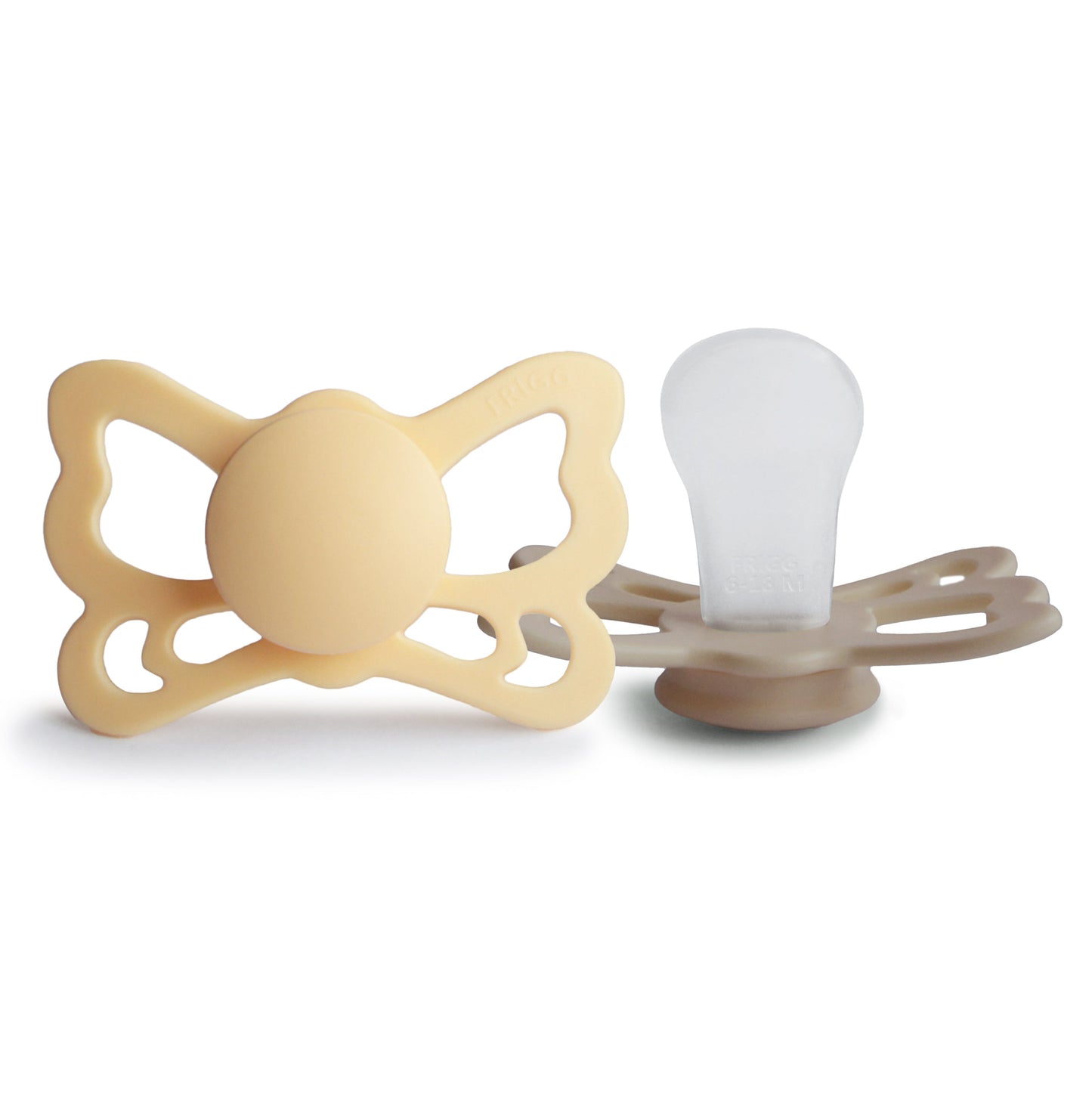 FRIGG Butterfly Anatomical Silicone Pacifier 2-Pack (6-18 Months) - Babies in Bloom