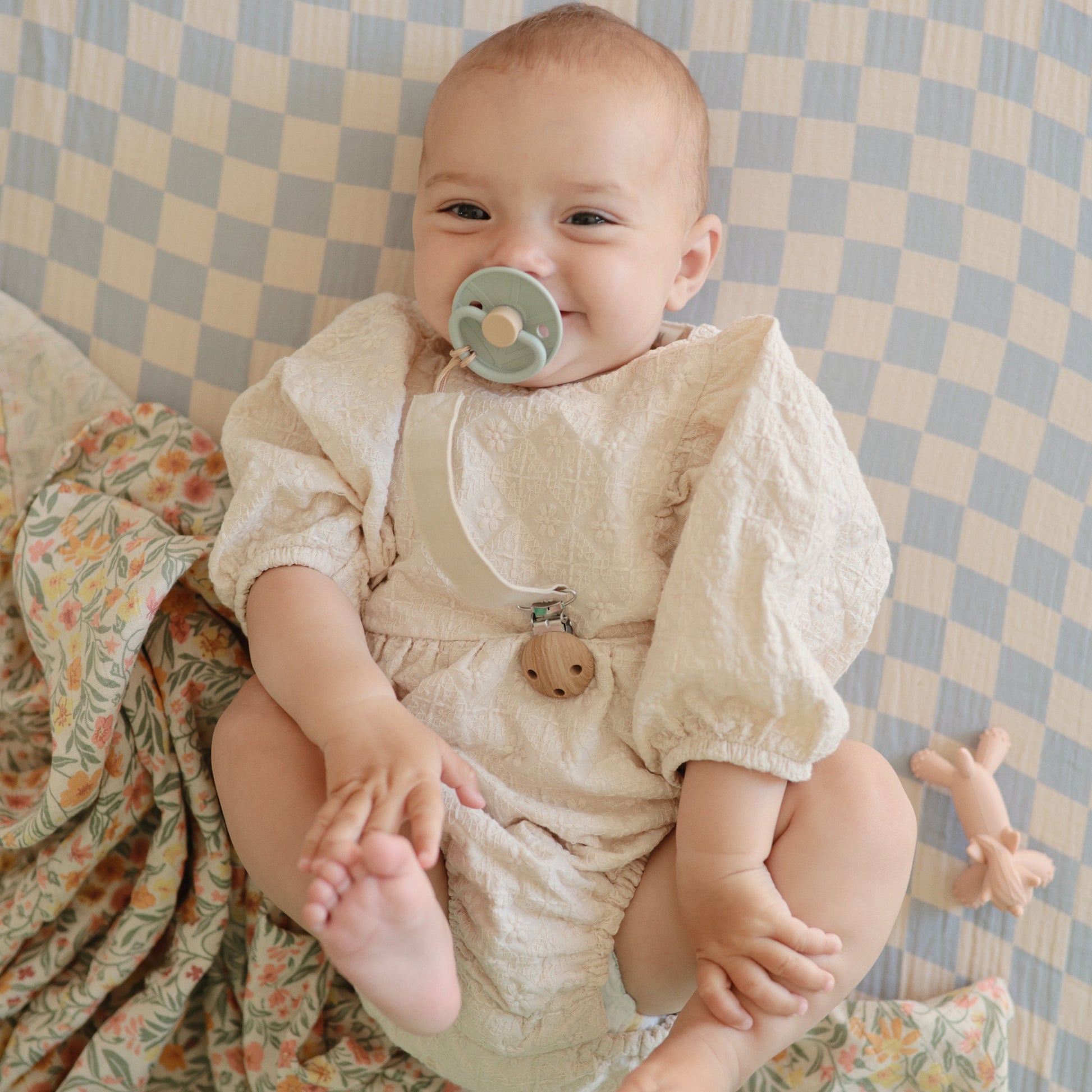 Linen Pacifier Clip 2-Pack - Babies in Bloom