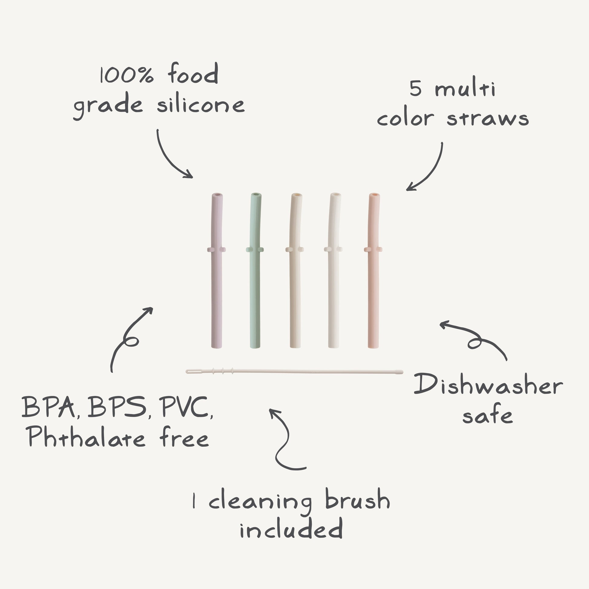Silicone Replacement Straws - 5 Pack - Babies in Bloom