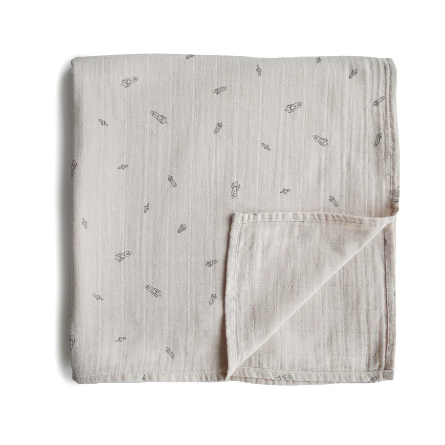 Mushie Organic Cotton Muslin Swaddle Blankets