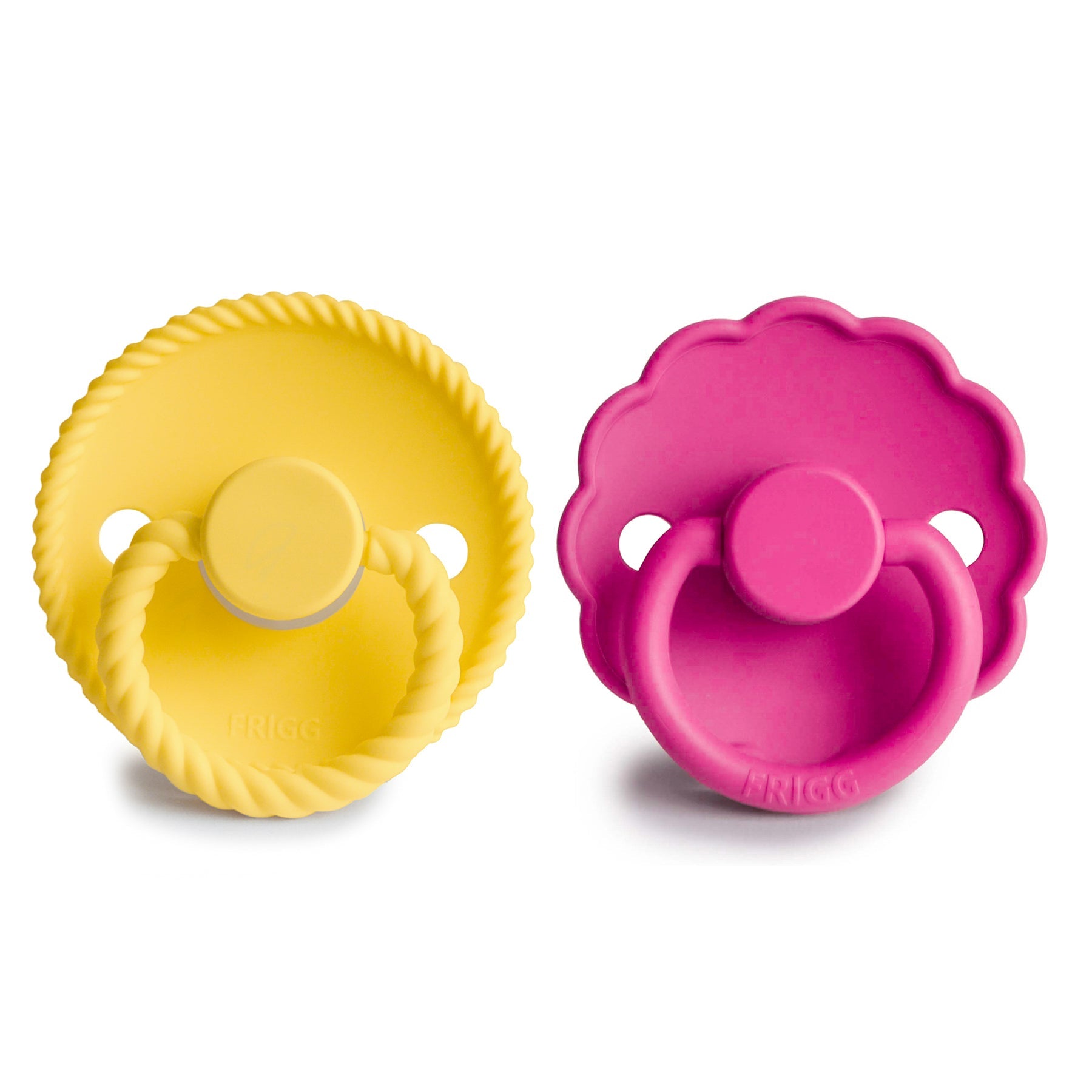 FRIGG Rope/Daisy Silicone Pacifier (Sunflower/Fuchsia) 2-Pack (6-18 Months) - Babies in Bloom