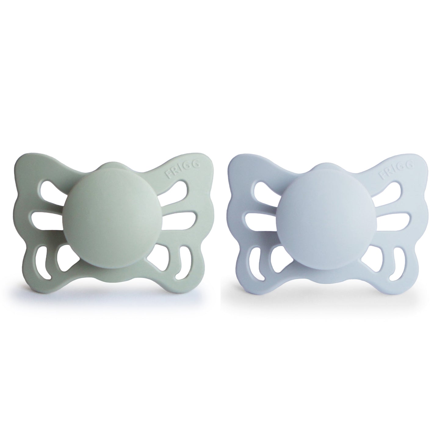 FRIGG Butterfly Anatomical Silicone Pacifier 2-Pack (0-6 Months) - Babies in Bloom