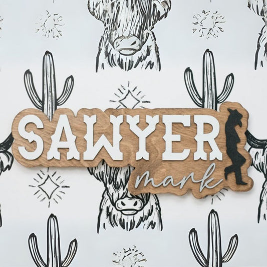 Sugar + Maple Personalized Bubble Wood Name Sign | Western