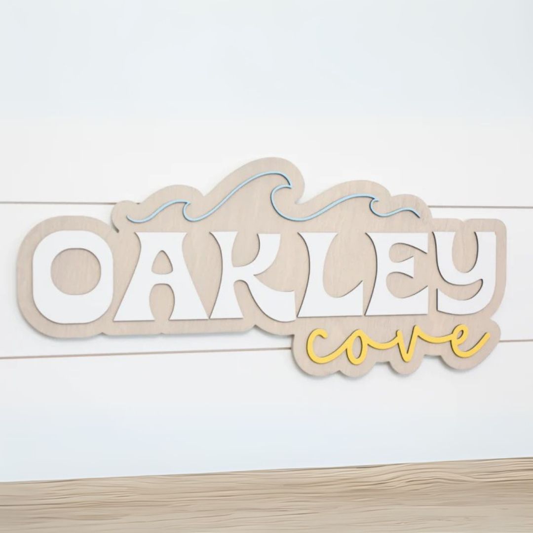 Sugar + Maple Personalized Bubble Wood Name Sign | Wave