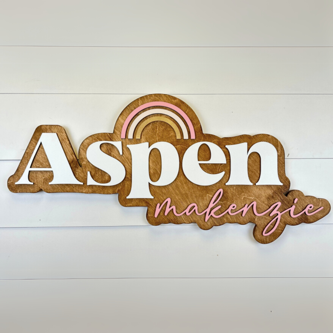 Sugar + Maple Personalized Bubble Wood Name Sign | Flower