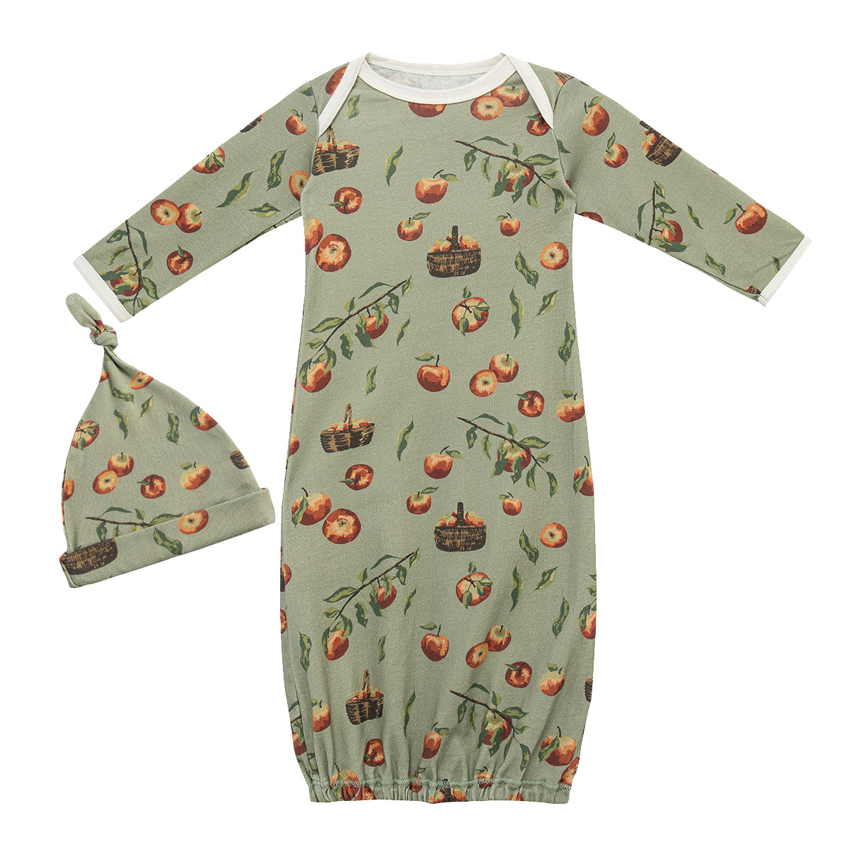 Apple Orchard Organic Cotton Newborn Gown & Hat Set