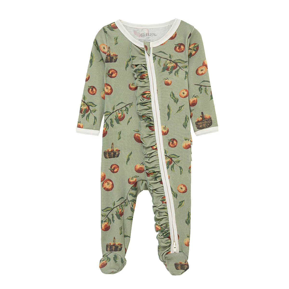 Apple Orchard Organic Cotton Ruffle Footed Romper