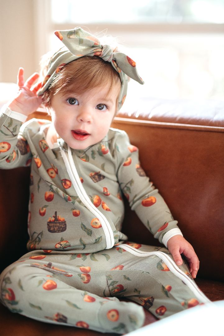 Apple Orchard Organic Cotton Zipper Footed Romper