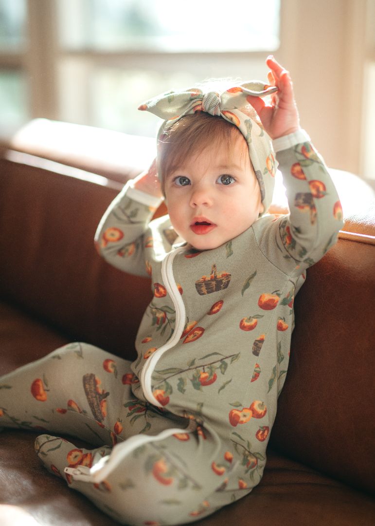 Apple Orchard Organic Cotton Zipper Footed Romper