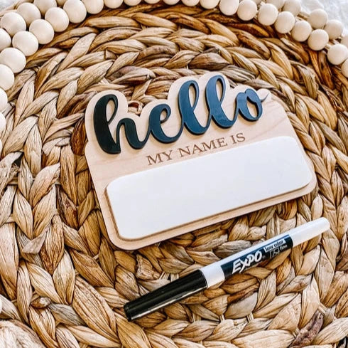 "Hello My Name Is" Dry Erase Birth Announcement Sign