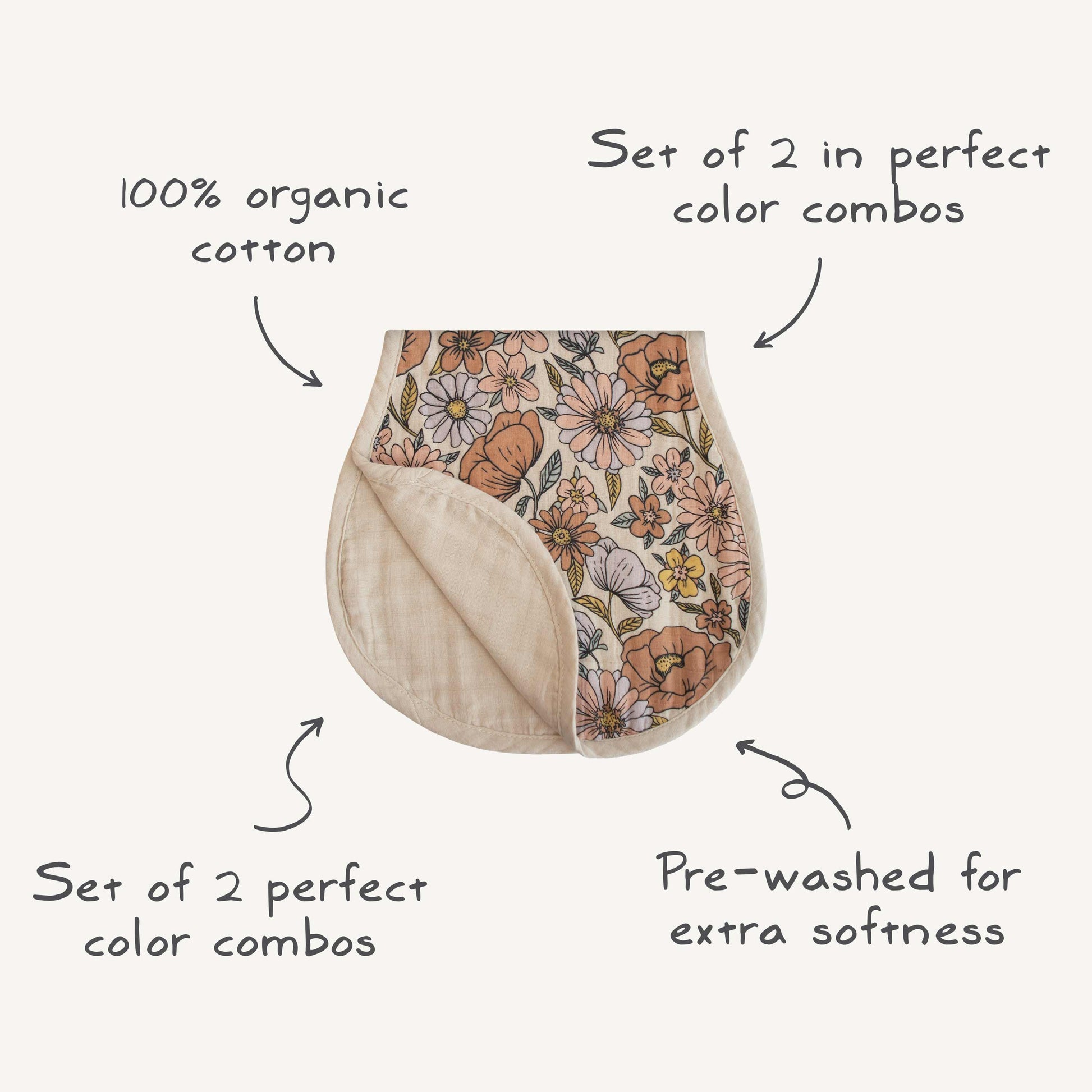 Organic Cotton Muslin Burp Cloth 2-Pack - Babies in Bloom