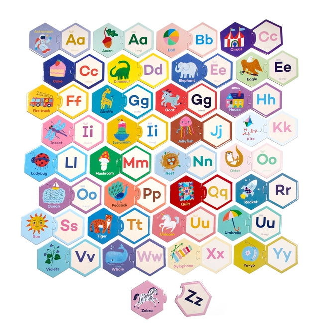 eeBoo Alphabet Hexagon Puzzle Pairs