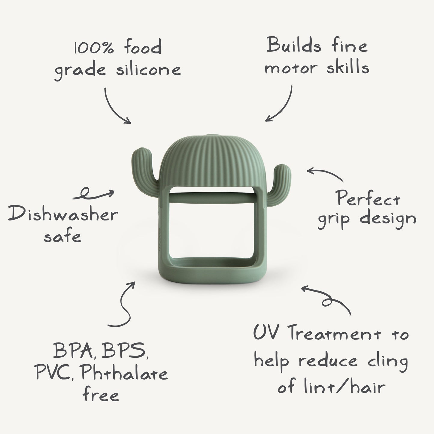 No-Drop Cactus Teether (Dried Thyme) - Babies in Bloom