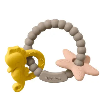 Three Hearts Seahorse Teething Ring