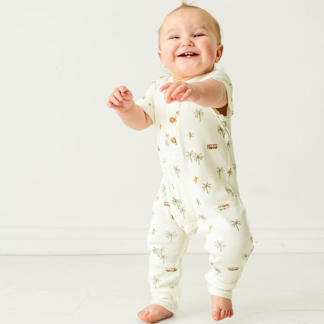 Makemake Organics Short Sleeve Button Romper