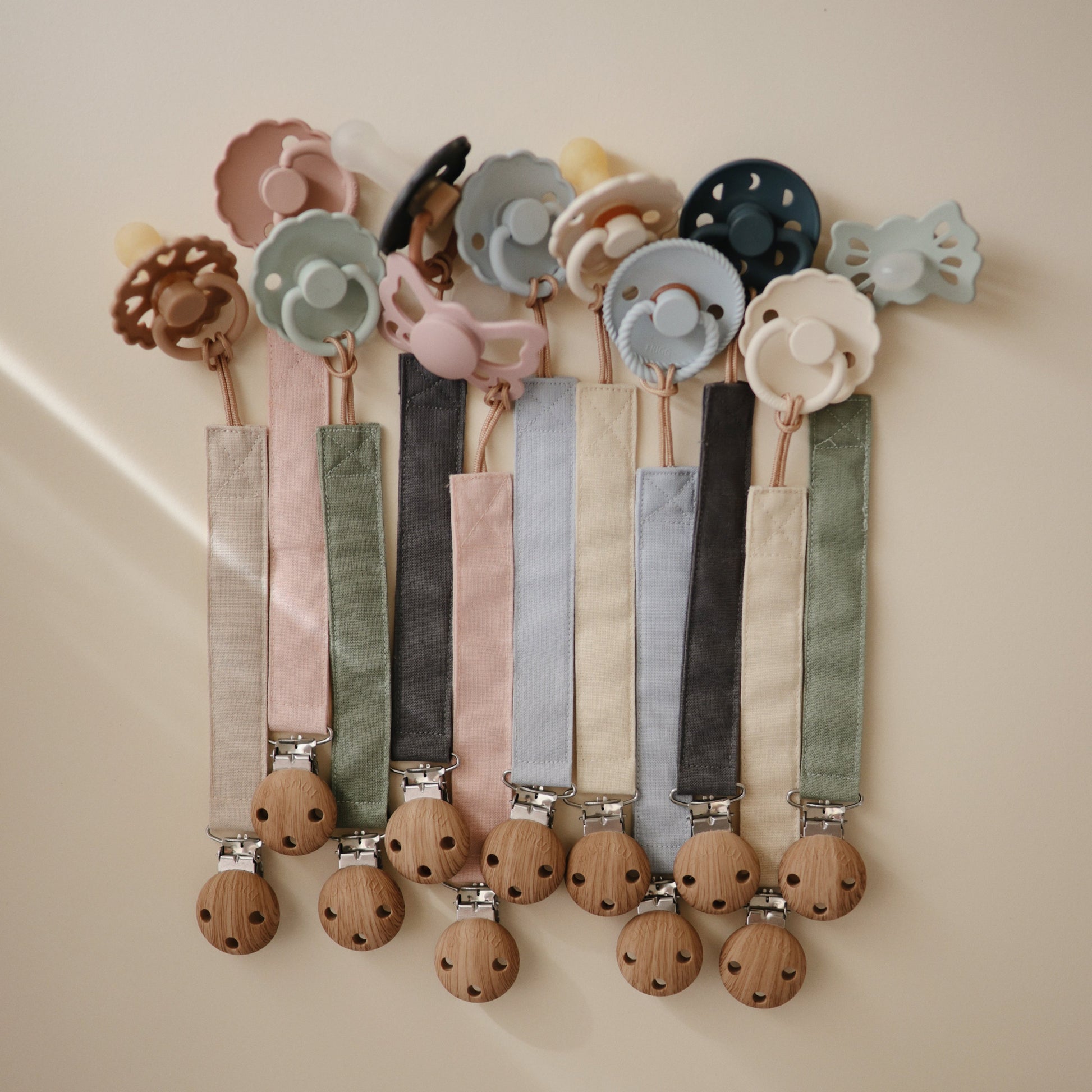 Linen Pacifier Clip 2-Pack - Babies in Bloom