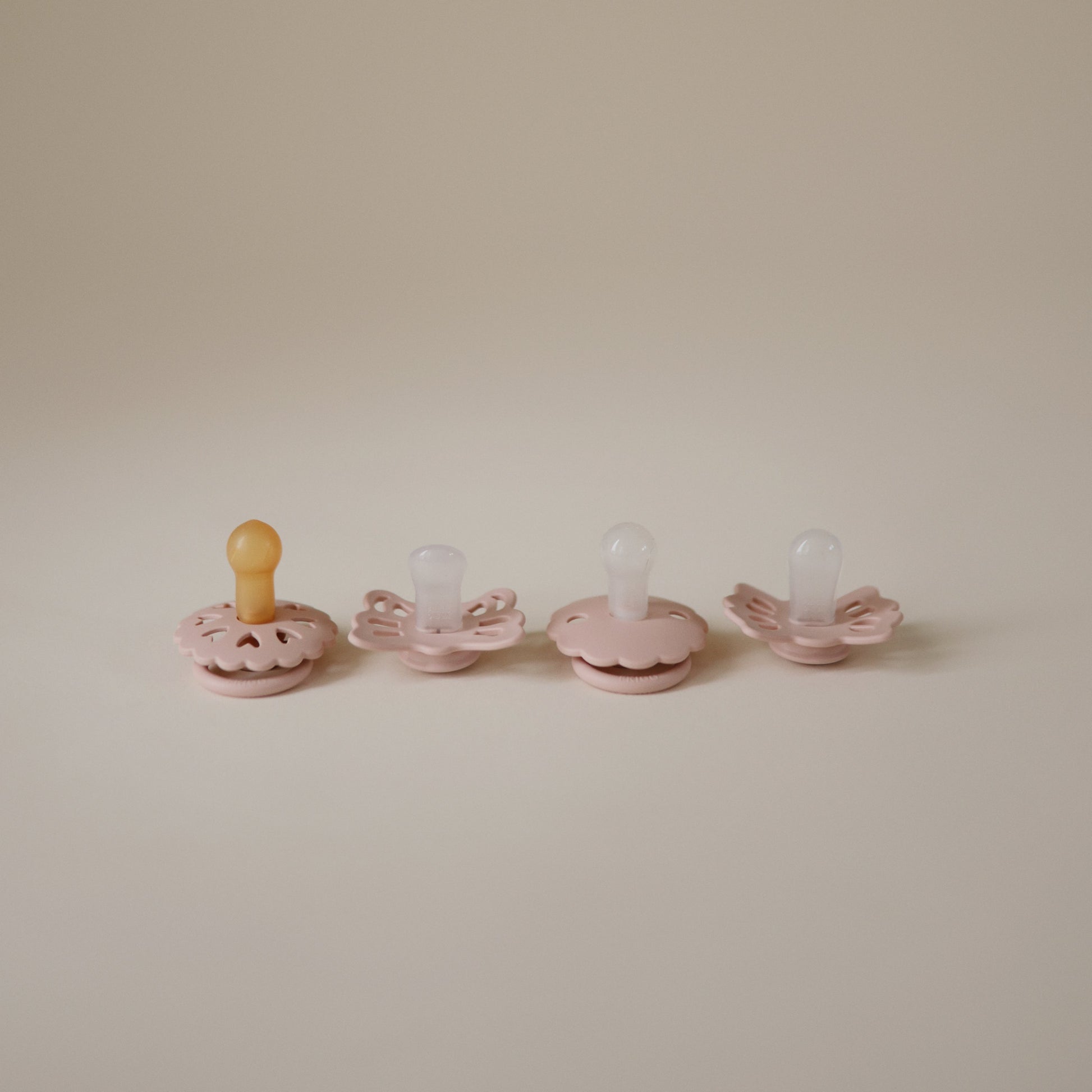 FRIGG Baby's First Pacifier Floral Heart (Blush) 4-Pack - Babies in Bloom